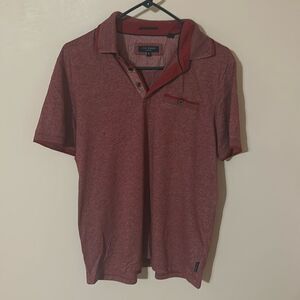 Ted Baker Polo Shirt Mens Size 5 Large Red Short Sleeve Collared Cotton